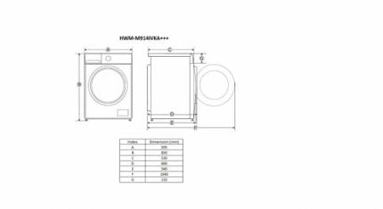 Mașină de Spălat Rufe Heinner HWM-M914IVKA+++, 9KG, 1400RPM, Clasa A, Motor Inverter, 14 Programe, Control Touch, Display Digital, Alb