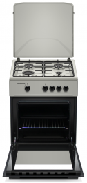 Aragaz HEINNER HFSC-K6060SL, Gaz, 4 arzatoare, Aprindere electrica, Duze GPL incluse, Tava si gratar cromat 60 cm Argintiu