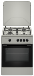 Aragaz HEINNER HFSC-K6060SL, Gaz, 4 arzatoare, Aprindere electrica, Duze GPL incluse, Tava si gratar cromat 60 cm Argintiu