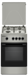 Aragaz HEINNER HFSC-K50SL, Gaz, 4 arzatoare, Duze GPL incluse, Tava si gratar cromat, 50 cm Argintiu