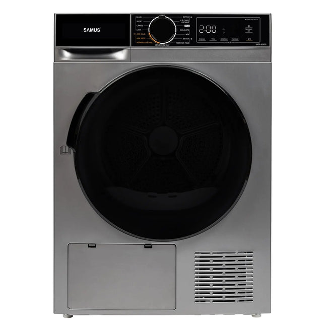 USCĂTOR DE RUFE CU POMPĂ DE CĂLDURĂ SAMUS SADP-836DS, 8 KG, 15 PROGRAME, IGIENIZARE UV, PORNIRE ÎNTÂRZIATĂ, CLASĂ D, GRI ÎNCHIS Samus